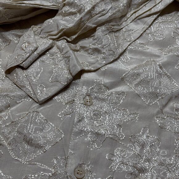 VTG Funhouse NYC Embroidered Leaf Print All-Over Long Sleeve Button-Up Shirt XL - Picture 4 of 5